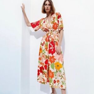 Zara Floral Print Dress Size XS